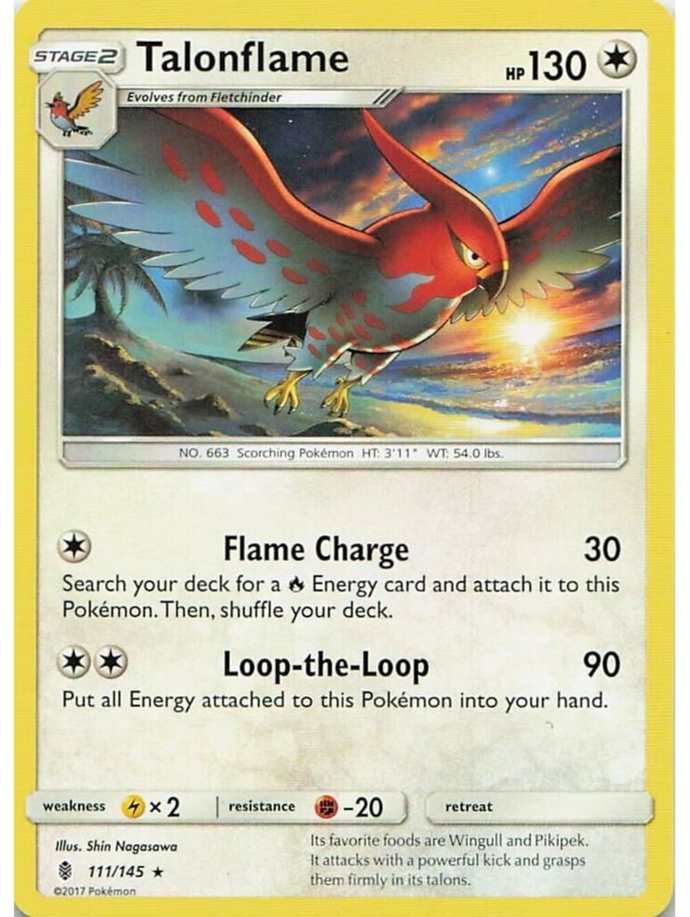 Rare Pokemon TCG 2017 Talonflame NM SM02